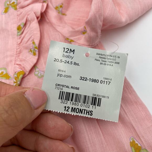 Okie Dokie Baby Girl's Pink Butterfly Graphics Button Up Top Size 12M NWT - Picture 3 of 3